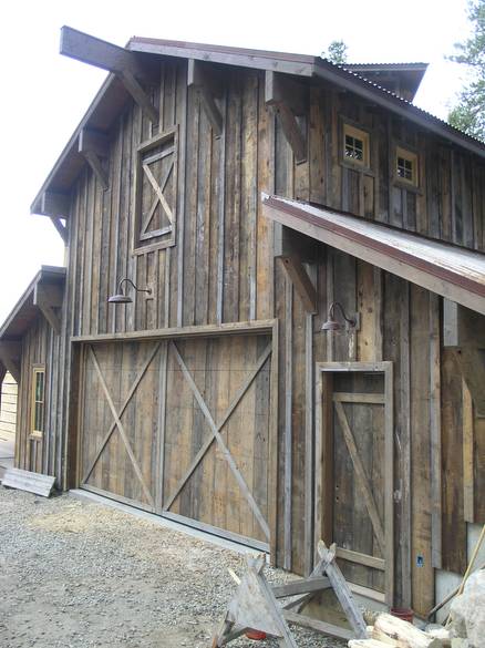 Weathered Barnwood Siding and Garage Doors